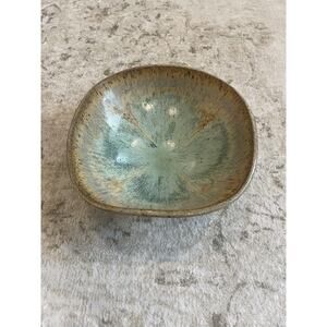 Beautiful Handmade Pottery‎ Bowl Green Beige & Purple